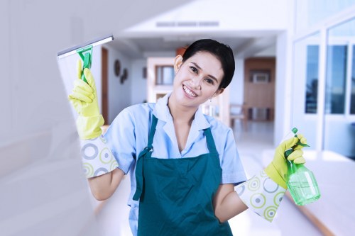 Cleaner handling equipment and protective gear during carpet cleaning